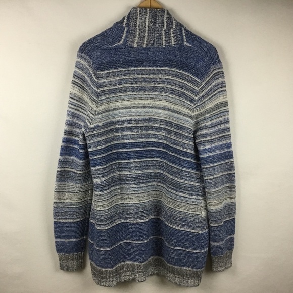 Lucky Brand Blue Striped Open Front Cardigan. - Picture 2 of 8